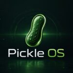 Pickle OS logo on a dark green circuit-board background